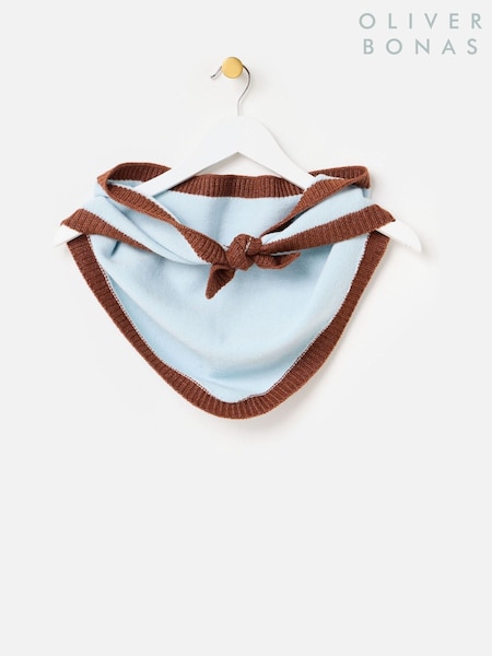 Oliver Bonas Blue Ribbed Knitted Triangle Scarf (V24223) | R$ 275