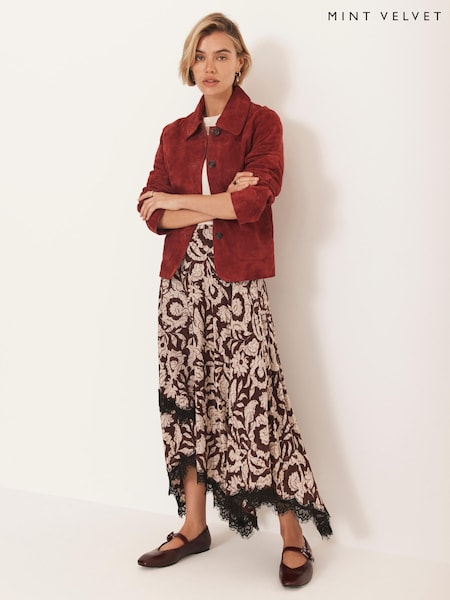 Mint Velvet Floral Print Lace Trim Skirt (V24269) | ‏577 د.إ.‏