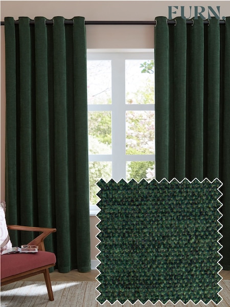 Furn Bottle Soft Chenille 100% Blackout Eyelet Curtains (V24341) | AED285 - AED670