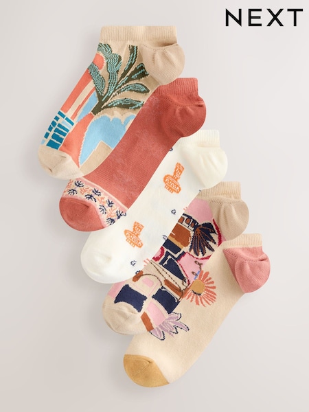 Marrakesh Mix Print Trainer Socks 5 Pack (V24494) | LEI 64