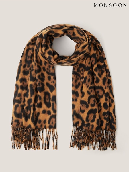 Monsoon Cream Lottie Leopard Print Scarf (V24652) | €41