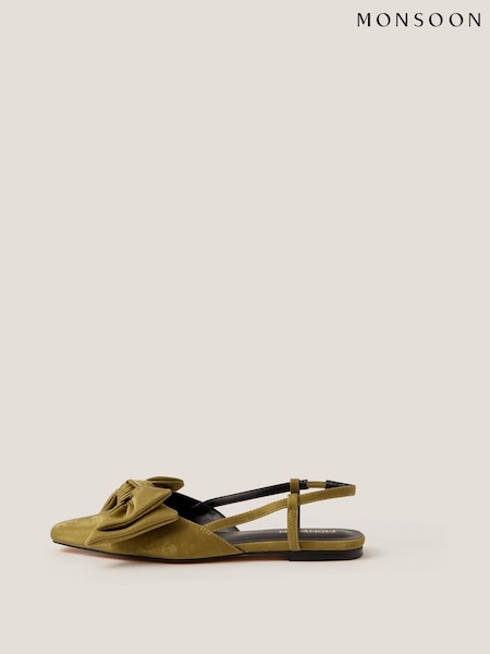 Monsoon Green Ana Suedette Bow Slingback Flats (V24654) | €71