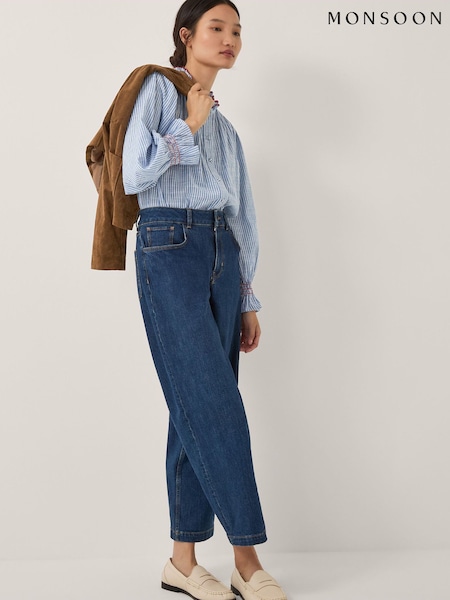 Monsoon Blue Maeve Ruffle Stripe Shirt (V24665) | R$ 545