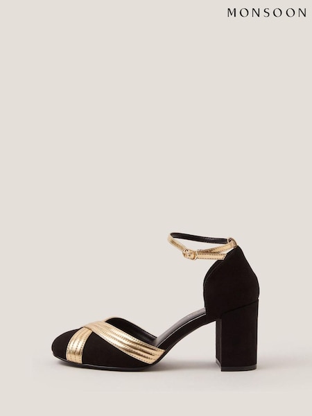 Monsoon Black Joy Metallic Crossover Heels (V24668) | €86
