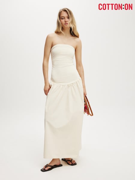 Cotton On Cream Romee Shirred Side Maxi Dress (V24748) | R$ 395