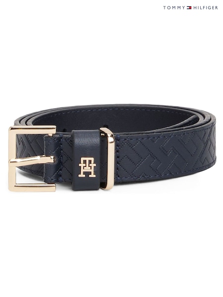 Tommy Hilfiger Blue Leather Embossed Logo Belt (V24759) | R$ 545