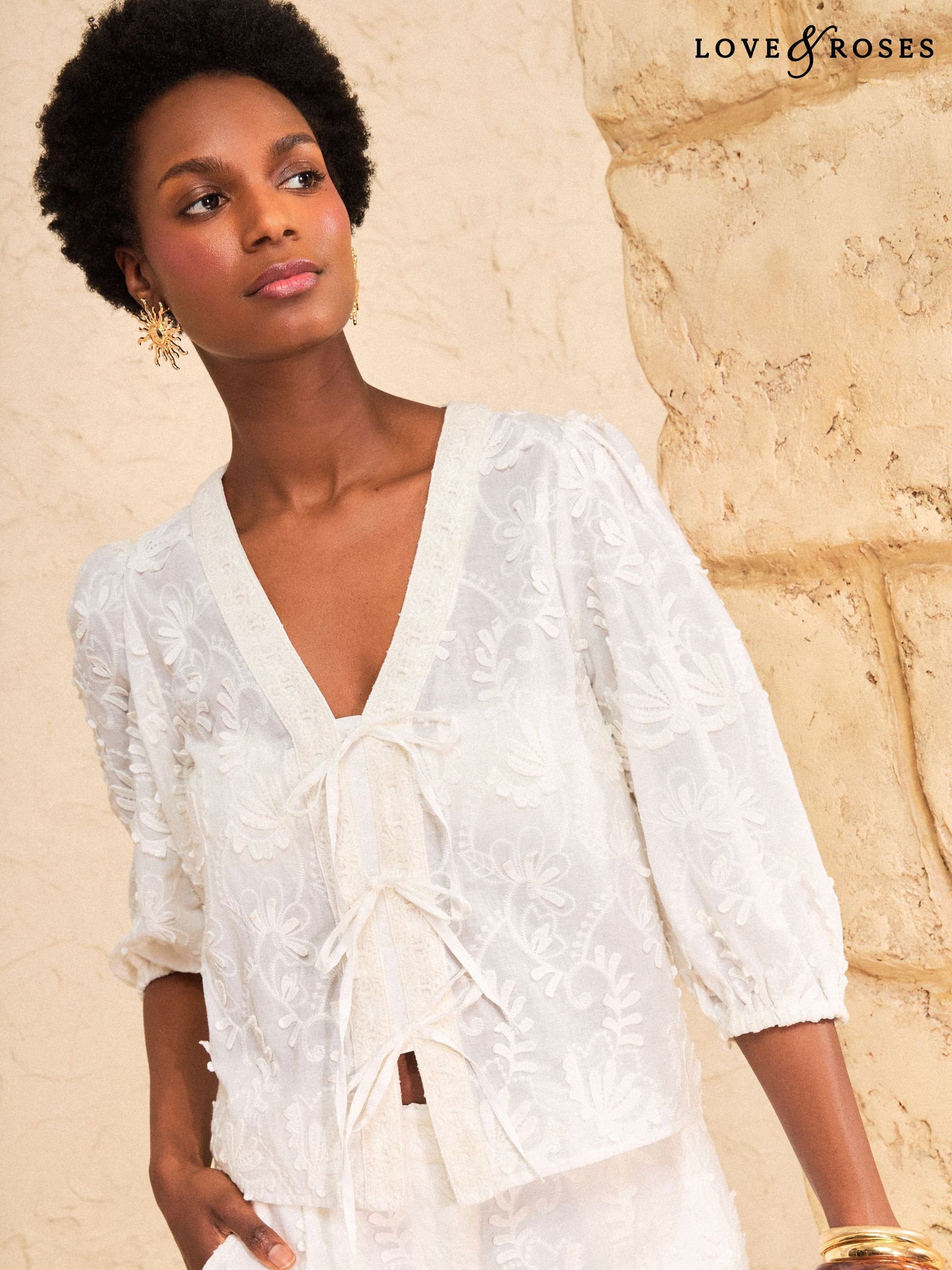Women's Cream Curve Print Puff Sleeve Tops | Next Oman