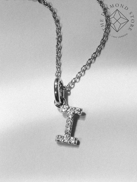 The Diamond Store Silver Love Letter I 0.06ct Lab Diamond Initial Pendant Necklace in Sterling Silver (V24826) | €190