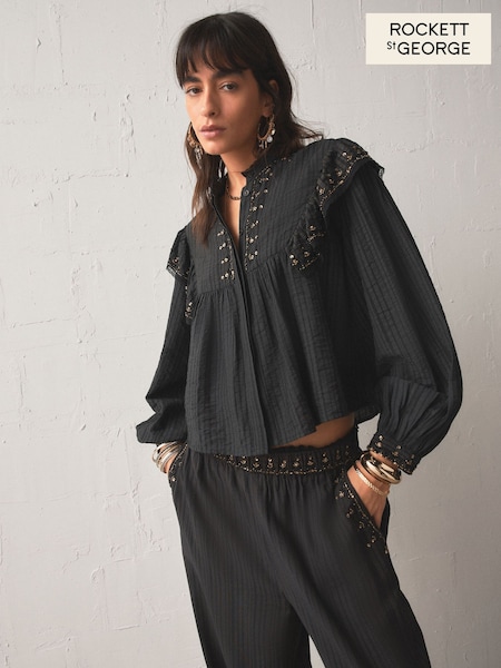 ខ្មៅ - អាវ​ Rockett St George Frill Embellished