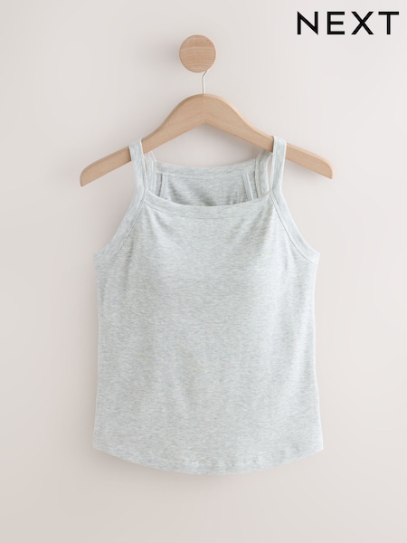 Grey Cotton Rib Hidden Support High Neck Vest (V25427) | AED76