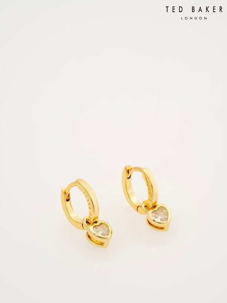 ذهبي - Ted Baker Tone Harper: Mini Crystal Heart Huggie Earrings (V25598) | ‏197 د.إ.‏