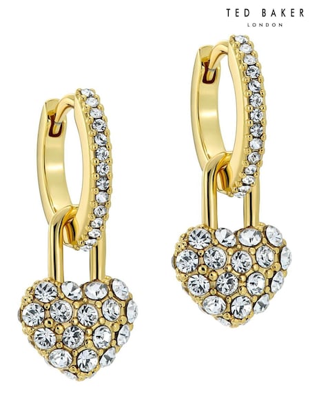 ذهبي - Ted Baker Tone Pari: Pave Crystal Padlock Huggie Earrings (V25602) | ‏287 د.إ.‏