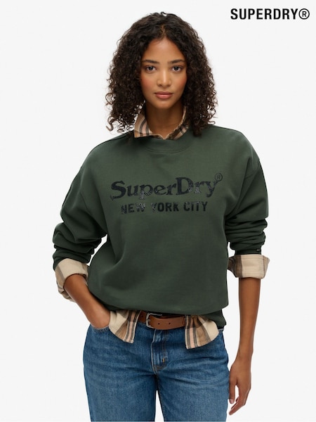 Superdry Green Brand Mark Loose Crew Sweattop (V25669) | €66