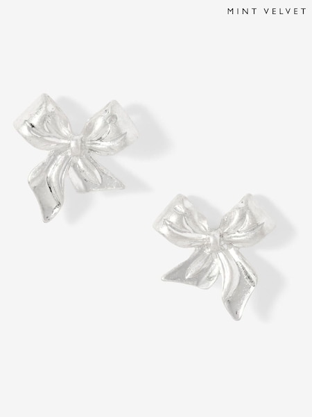Mint Velvet Silver Bow Earrings (V25768) | €32