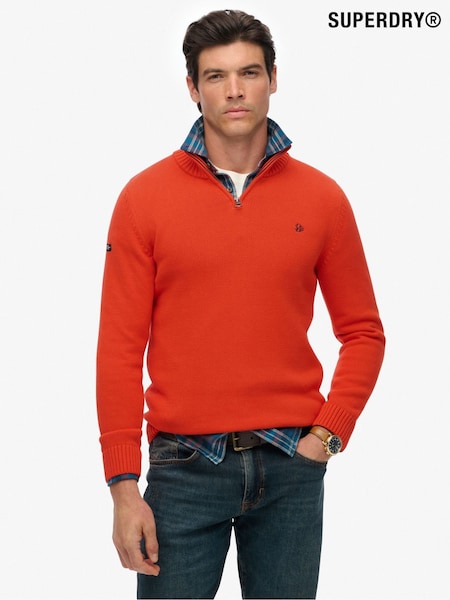 Superdry Orange Cotton Half Zip Knit Jumper (V25836) | R$ 590
