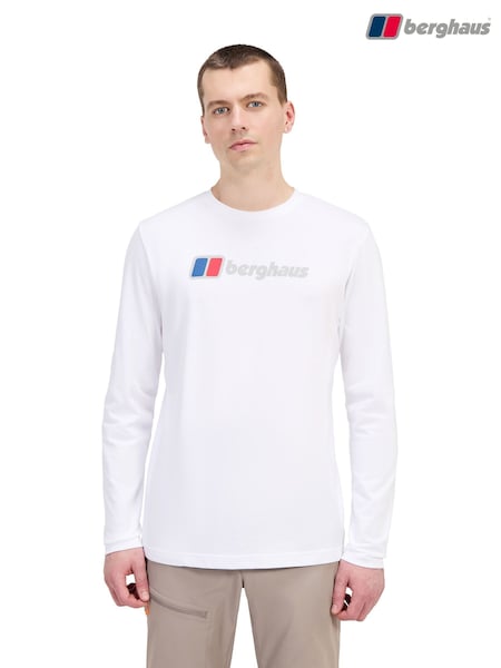 Berghaus White Classic Large Logo long Sleeve T-Shirt (V25976) | AED186