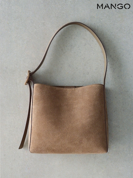 Mango Brown Suede Leather Shopper Bag (V26121) | €77