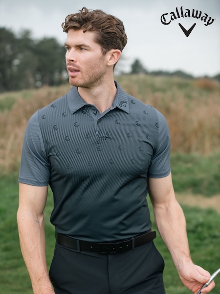 Callaway Apparel Emea Short Sleeve Eng Chev Twill Print Black Polo Shirt (V26204) | €71