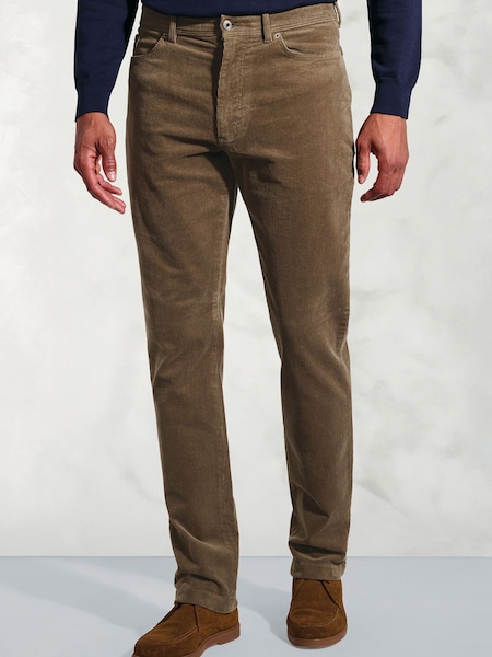 Brook Taverner Brown 5 Pocket Corduroy Stretch Cotton Trousers (V26411) | €85