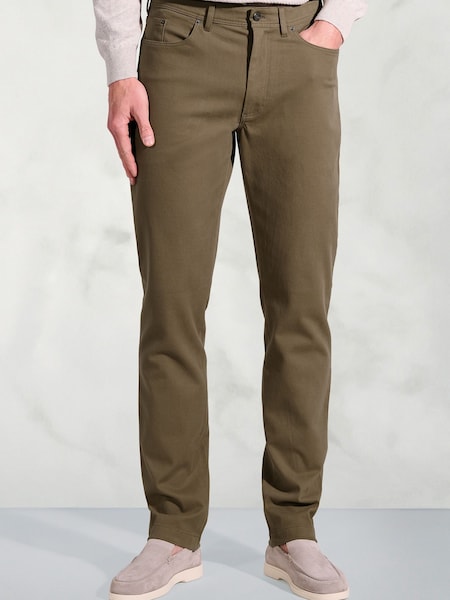 Brook Taverner Brown 5 Pocket Italian Twill Stretch Cotton Trousers (V26418) | €91