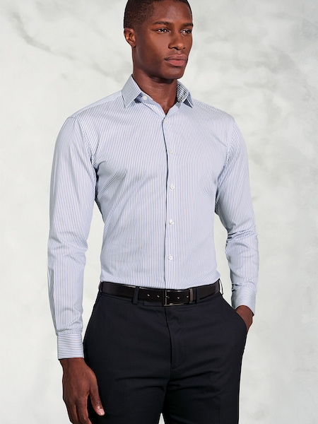 Brook Taverner Blue Stripe Cotton Shirt (V26436) | 247 QAR