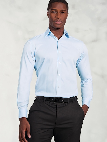 Brook Taverner Blue Royal Oxford Single Cuff Cotton Shirt (V26438) | 247 QAR