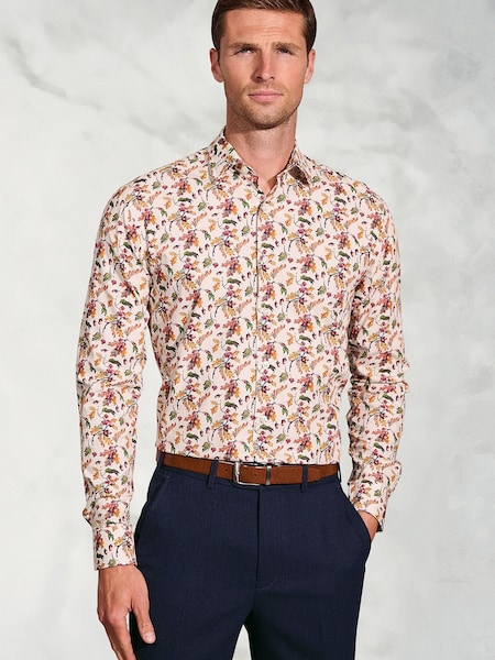 Brook Taverner Natural Acorn Print Cotton Shirt (V26439) | €66