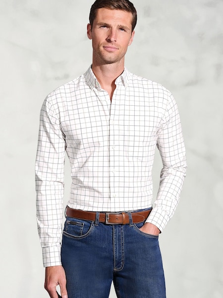 Brook Taverner Cream Tattersall Check Cotton Shirt (V26441) | €71
