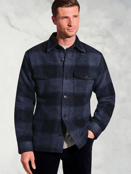 Brook Taverner Blue Textured Check Overshirt (V26442) | €140
