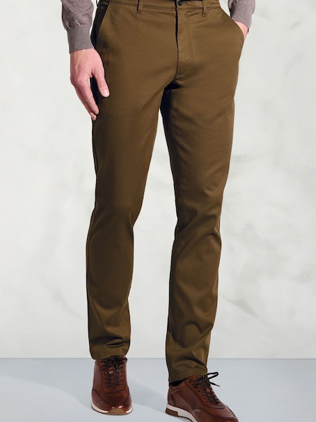 Brook Taverner Brown Textured Stretch Cotton Trousers (V26444) | €80