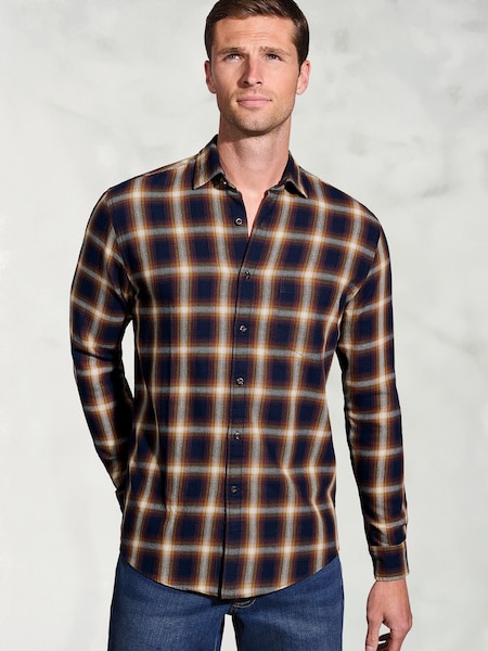 Brook Taverner Blue Ombre Check Cotton Shirt (V26454) | 247 QAR