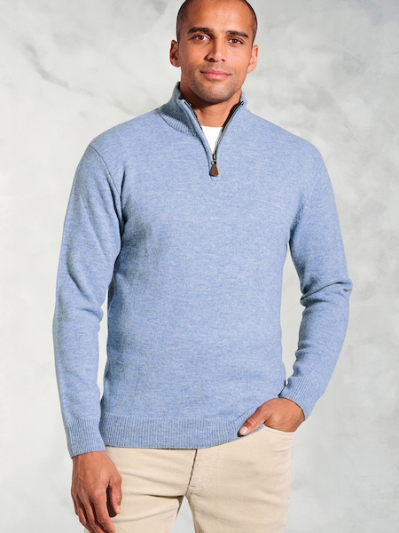 Brook Taverner Blue Lambswool Zip Neck Jumper (V26462) | €80