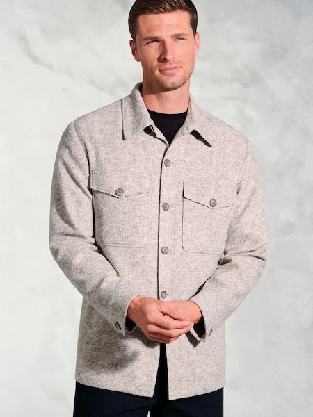Brook Taverner Natural Textured Twill Overshirt (V26468) | €140