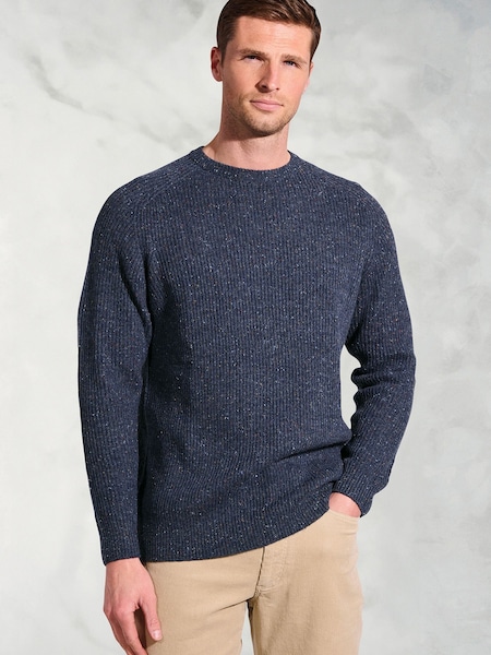 Brook Taverner Blue Rib Nep Lambswool Crew Neck Jumper (V26475) | €80
