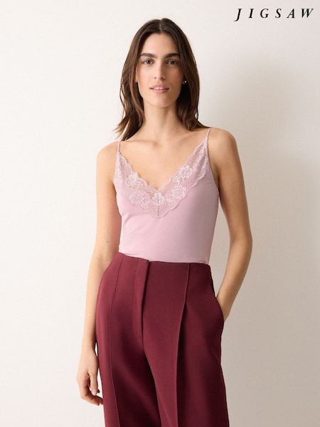 Jigsaw Pink Modal Lace Camisole (V26533) | €40