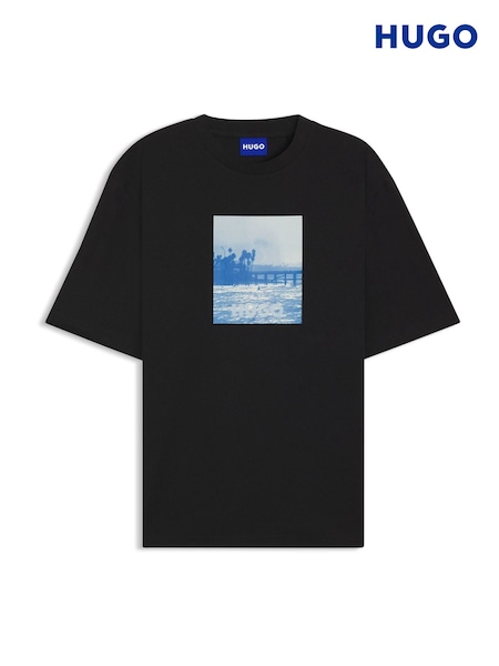 HUGO Black Printed T-Shirt (V26577) | AED262