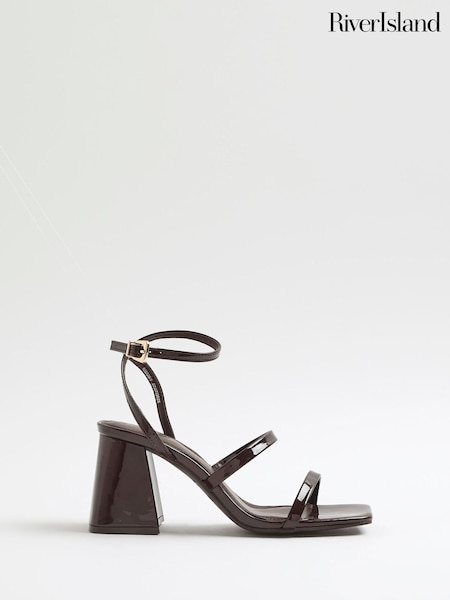 River Island Brown Strappy Block Heel Sandals (V26626) | AED181