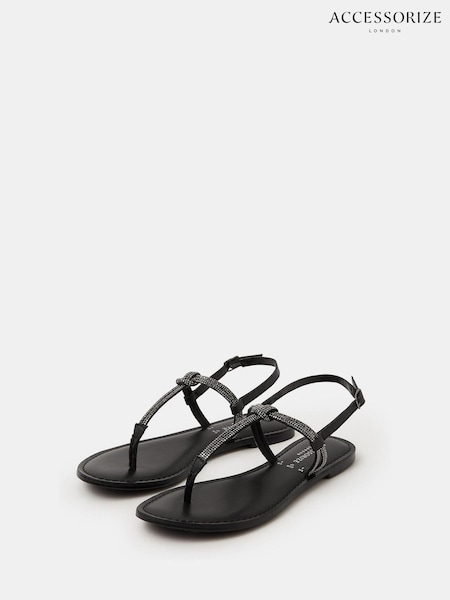 Accessorize Black Diamante Strappy Sandals (V26654) | €42