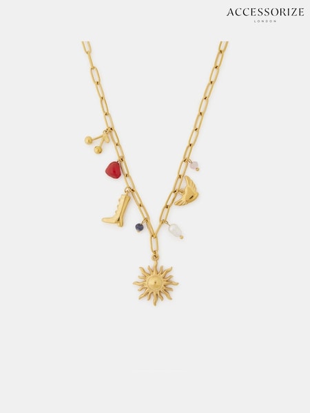 Accessorize Gold Tone Stainless Steel Cowboy Charm Necklace (V26674) | €40