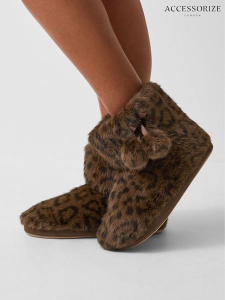 Accessorize Animal Fluffy Leopard Slipper Boots (V26678) | R$ 295