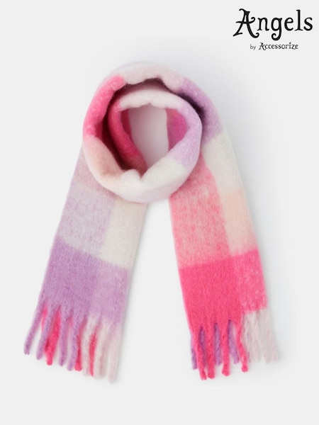 Angels By Accessorize Pink Girls Check Blanket Scarf (V26688) | AED82
