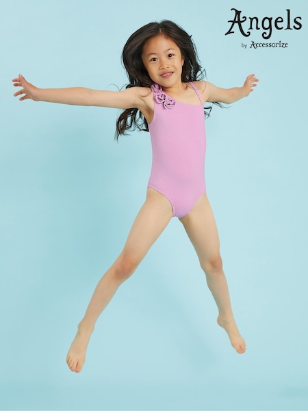 Angels By Accessorize Purple Girls Flower Corsage Swimsuit (V26692) | AED93 - AED99