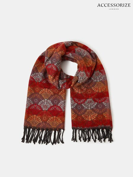 Accessorize Red Flower Deco Blanket Scarf (V26694) | AED182