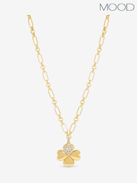 Mood Gold Plated Clover Pendant - Gift Box (V26696) | AED146