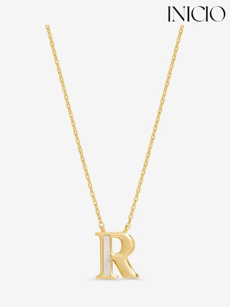 Inicio 14K Real Gold Plated and Mother of Pearl Initial Pendant - J - Gift Pouch (V26699) | AED146