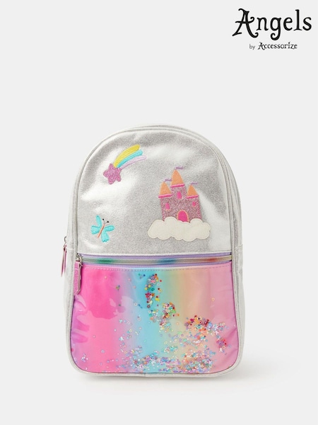 Angels By Accessorize Silver Girls Rainbow Butterfly Glitter Backpack (V26705) | AED111