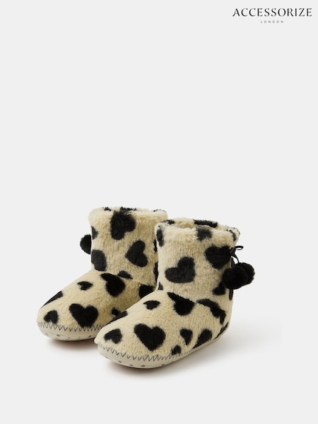 Accessorize Fluffy Heart Print Slipper Boots (V26726) | ‏228 د.إ.‏