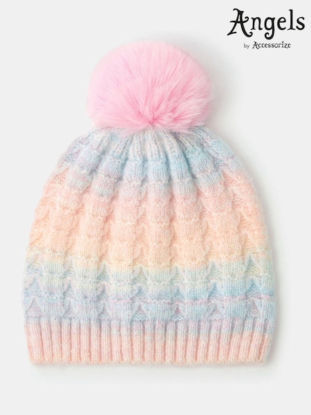 Angels By Accessorize Pink Girls Ombré Bobble Beanie Hat (V26761) | 64 QAR