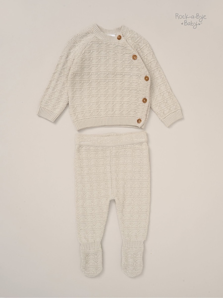Rock-A-Bye Baby Boutique Baby Grey Knit Cardigan and Footed Leggings Set (V26773) | €34