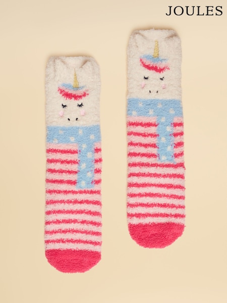 Rosa con unicornio - Calcetines mullidos para niños de Joules